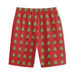 8-Bit Pixel Christmas Tree Pattern Print Cotton Shorts
