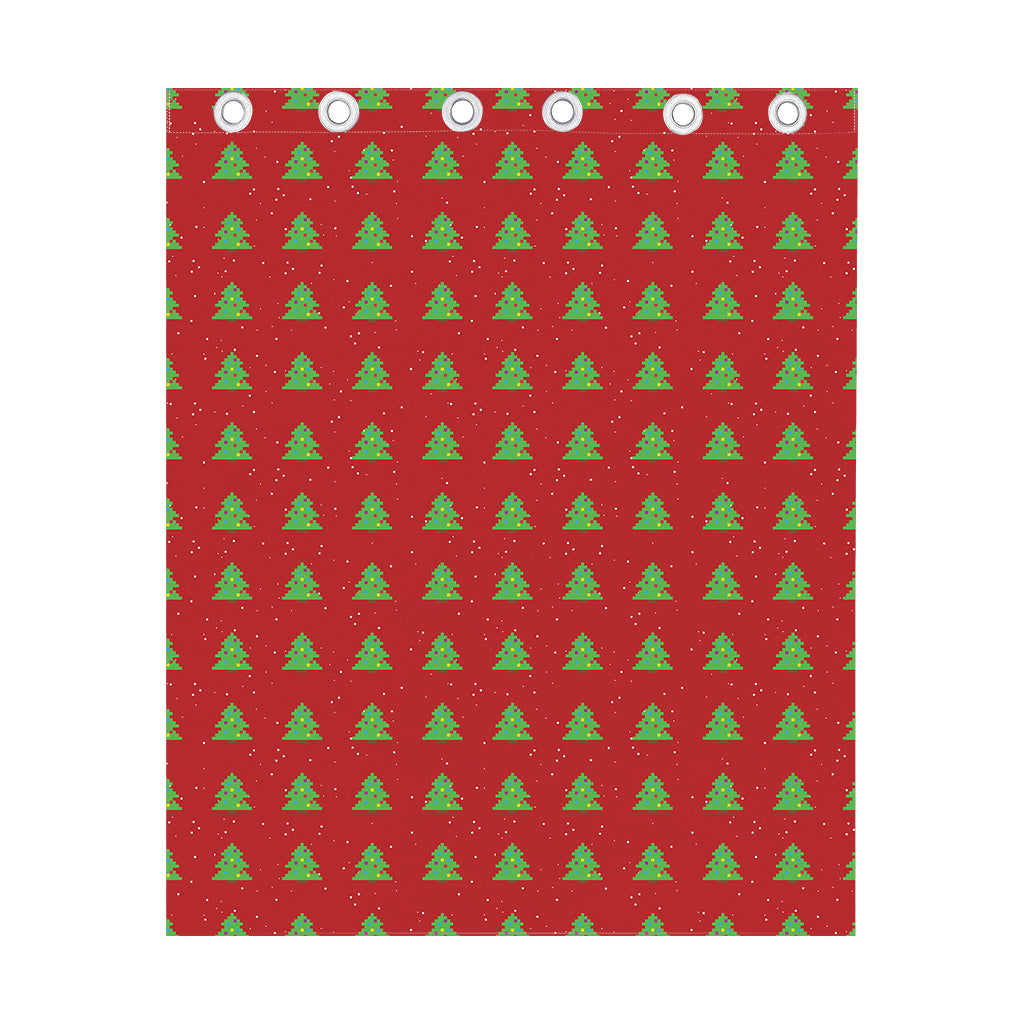 8-Bit Pixel Christmas Tree Pattern Print Curtain