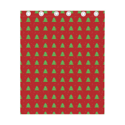8-Bit Pixel Christmas Tree Pattern Print Curtain