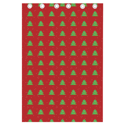 8-Bit Pixel Christmas Tree Pattern Print Curtain
