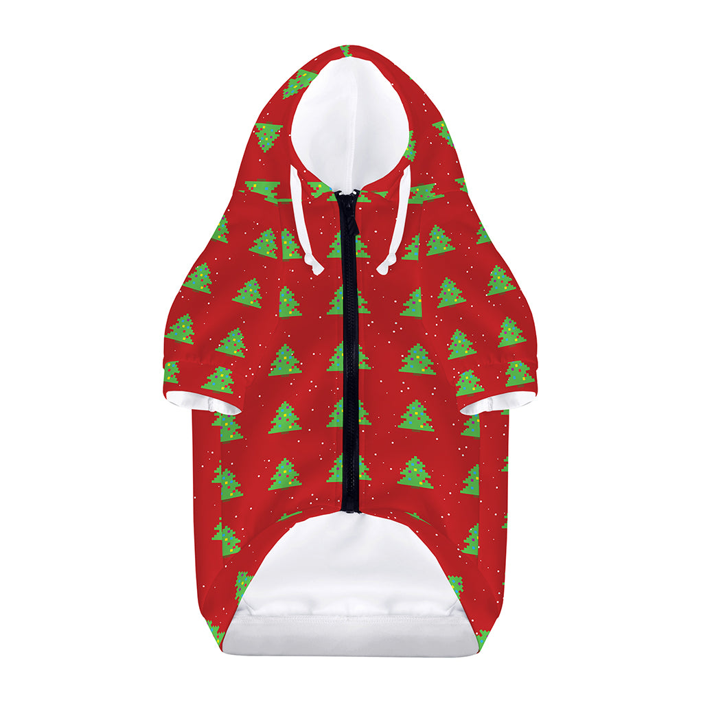 8-Bit Pixel Christmas Tree Pattern Print Dog Zip Up Hoodie