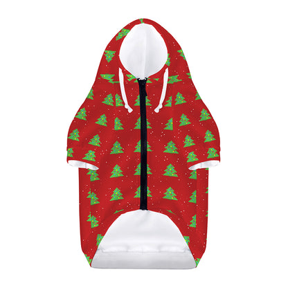 8-Bit Pixel Christmas Tree Pattern Print Dog Zip Up Hoodie
