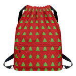 8-Bit Pixel Christmas Tree Pattern Print Drawstring Backpack