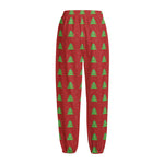 8-Bit Pixel Christmas Tree Pattern Print Fleece Lined Knit Pants