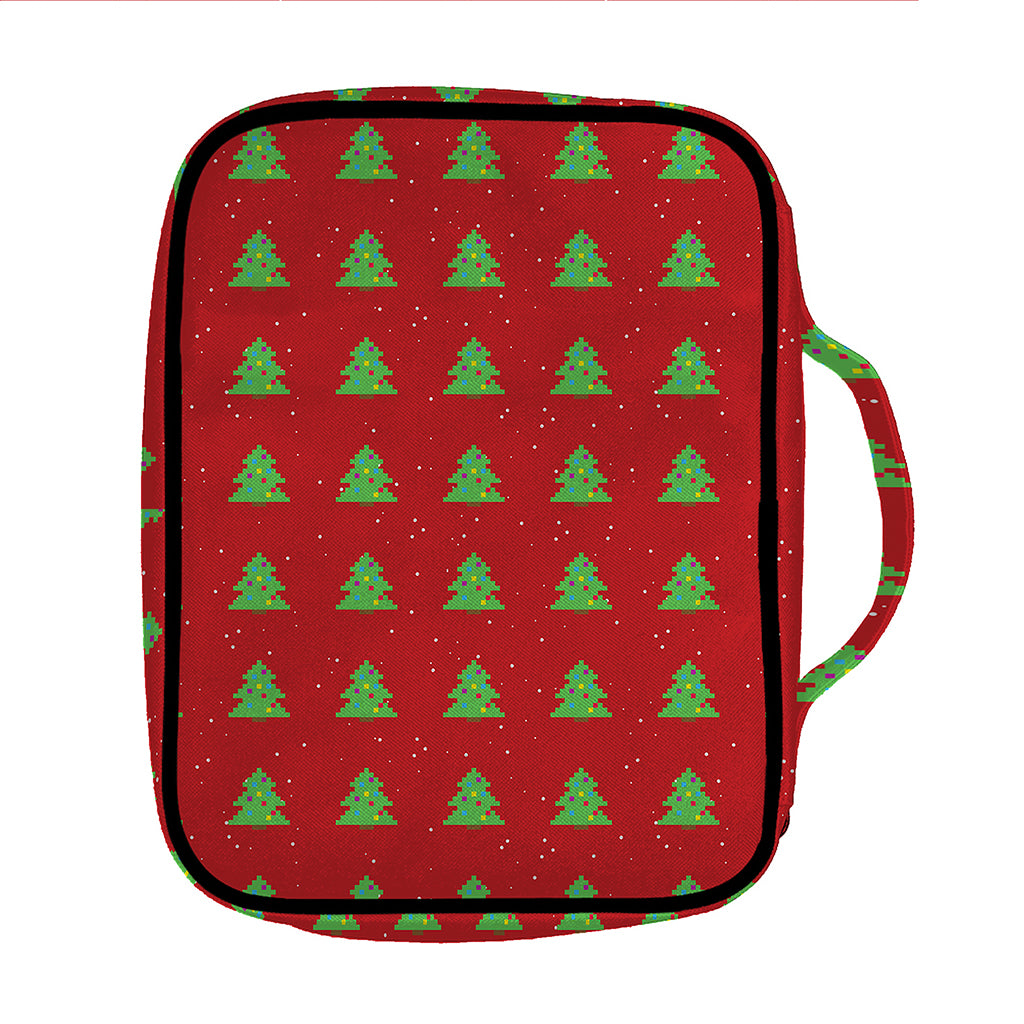 8-Bit Pixel Christmas Tree Pattern Print Front Pocket Bible Bag