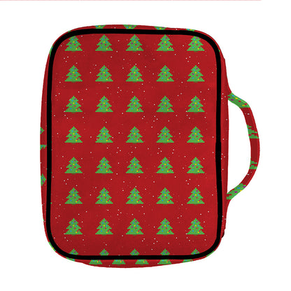 8-Bit Pixel Christmas Tree Pattern Print Front Pocket Bible Bag
