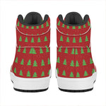 8-Bit Pixel Christmas Tree Pattern Print High Top Leather Sneakers