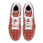 8-Bit Pixel Christmas Tree Pattern Print High Top Leather Sneakers