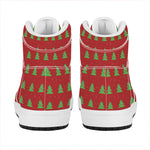 8-Bit Pixel Christmas Tree Pattern Print High Top Leather Sneakers
