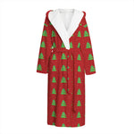 8-Bit Pixel Christmas Tree Pattern Print Hooded Bathrobe
