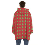 8-Bit Pixel Christmas Tree Pattern Print Hoodie Blanket
