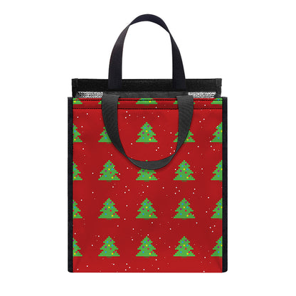8-Bit Pixel Christmas Tree Pattern Print Insulated Lunch Tote