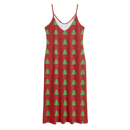 8-Bit Pixel Christmas Tree Pattern Print Jersey Midi Cami Dress