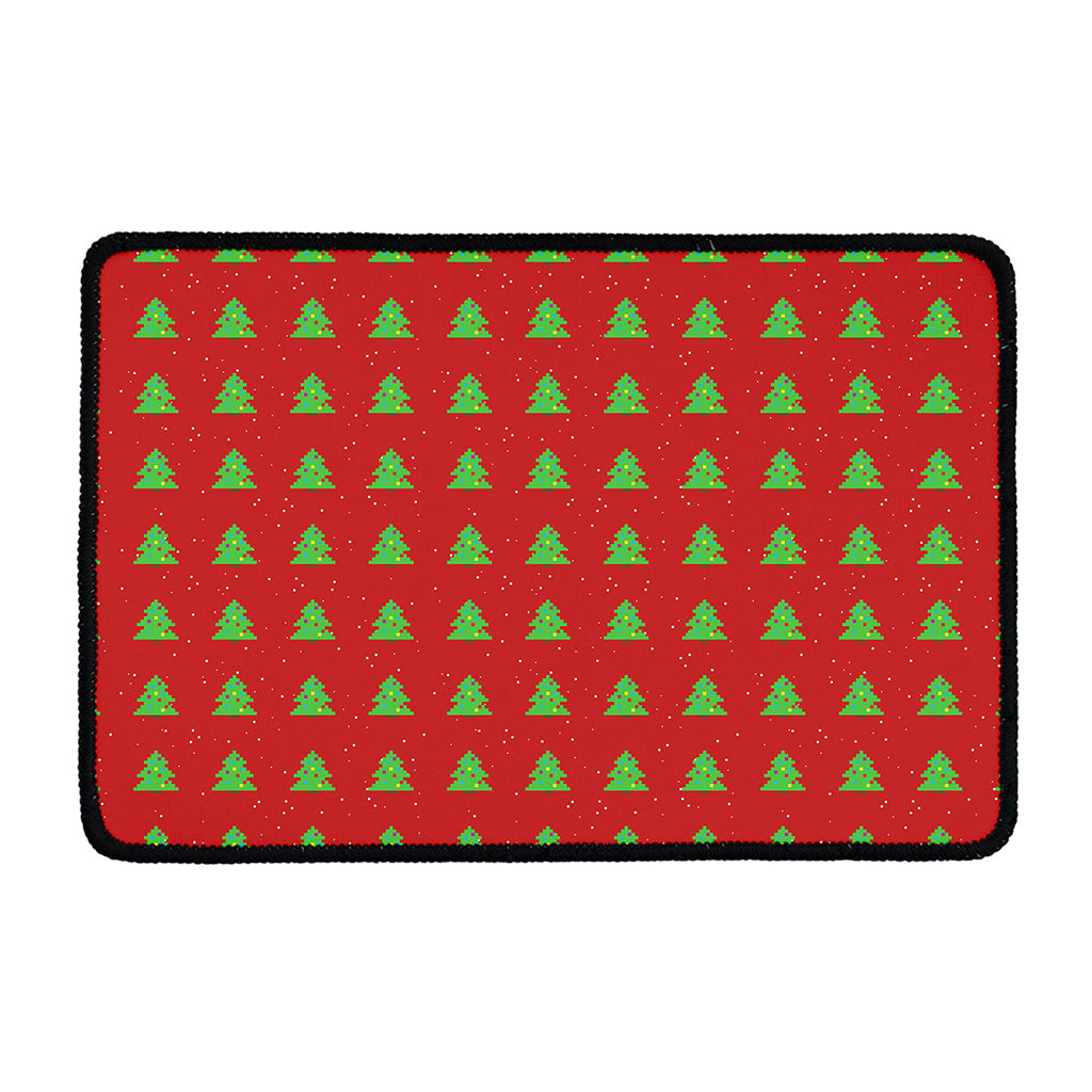 8-Bit Pixel Christmas Tree Pattern Print Kitchen Mat
