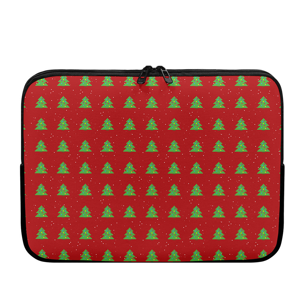 8-Bit Pixel Christmas Tree Pattern Print Laptop Sleeve
