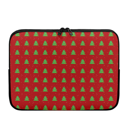 8-Bit Pixel Christmas Tree Pattern Print Laptop Sleeve