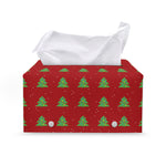 8-Bit Pixel Christmas Tree Pattern Print Leather Tissue Box Cover