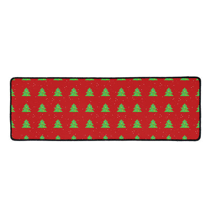 8-Bit Pixel Christmas Tree Pattern Print Long Kitchen Mat