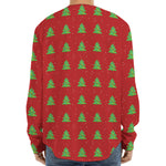 8-Bit Pixel Christmas Tree Pattern Print Long Sleeve Baseball Jersey