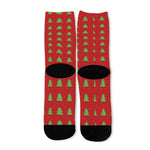 8-Bit Pixel Christmas Tree Pattern Print Long Socks