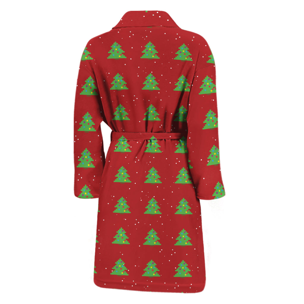 8-Bit Pixel Christmas Tree Pattern Print Men's Bathrobe