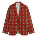 8-Bit Pixel Christmas Tree Pattern Print Men's Blazer