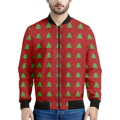 8-Bit Pixel Christmas Tree Pattern Print Men's Bomber Jacket