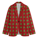 8-Bit Pixel Christmas Tree Pattern Print Men's Cotton Blazer
