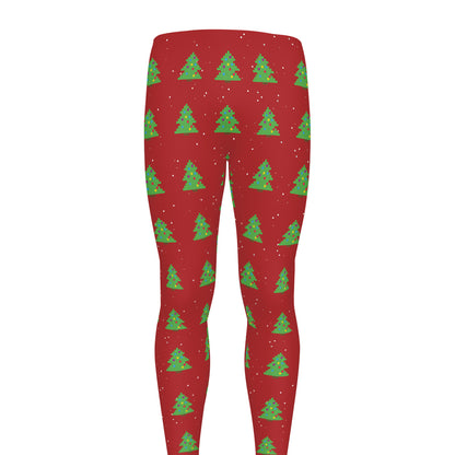 8-Bit Pixel Christmas Tree Pattern Print Men's leggings