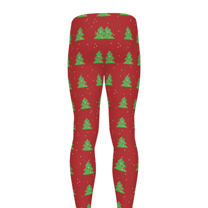 8-Bit Pixel Christmas Tree Pattern Print Men's leggings