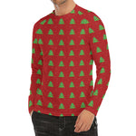 8-Bit Pixel Christmas Tree Pattern Print Men's Long Sleeve Rash Guard