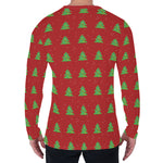 8-Bit Pixel Christmas Tree Pattern Print Men's Long Sleeve T-Shirt