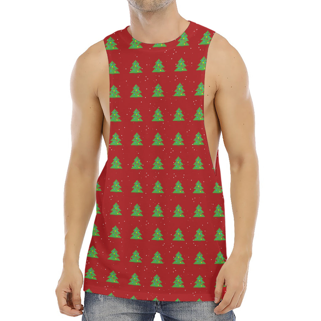 8-Bit Pixel Christmas Tree Pattern Print Men's Muscle Tank Top