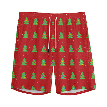 8-Bit Pixel Christmas Tree Pattern Print Men's Sports Shorts