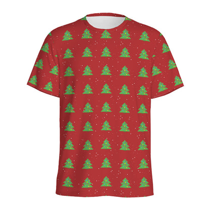 8-Bit Pixel Christmas Tree Pattern Print Men's Sports T-Shirt