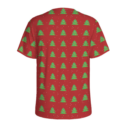 8-Bit Pixel Christmas Tree Pattern Print Men's Sports T-Shirt