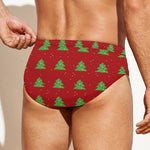 8-Bit Pixel Christmas Tree Pattern Print Men's Swim Briefs