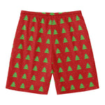 8-Bit Pixel Christmas Tree Pattern Print Men's Swim Trunks
