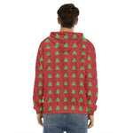 8-Bit Pixel Christmas Tree Pattern Print Men's Velvet Pullover Hoodie