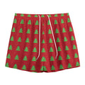8-Bit Pixel Christmas Tree Pattern Print Mesh Shorts