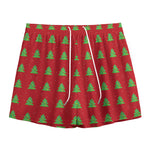 8-Bit Pixel Christmas Tree Pattern Print Mesh Shorts