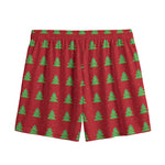 8-Bit Pixel Christmas Tree Pattern Print Mesh Shorts