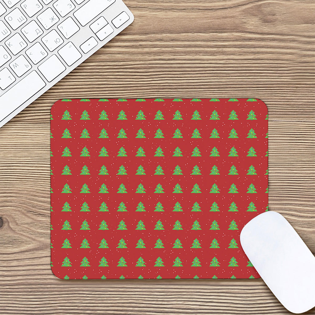 8-Bit Pixel Christmas Tree Pattern Print Mouse Pad