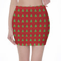 8-Bit Pixel Christmas Tree Pattern Print Pencil Mini Skirt