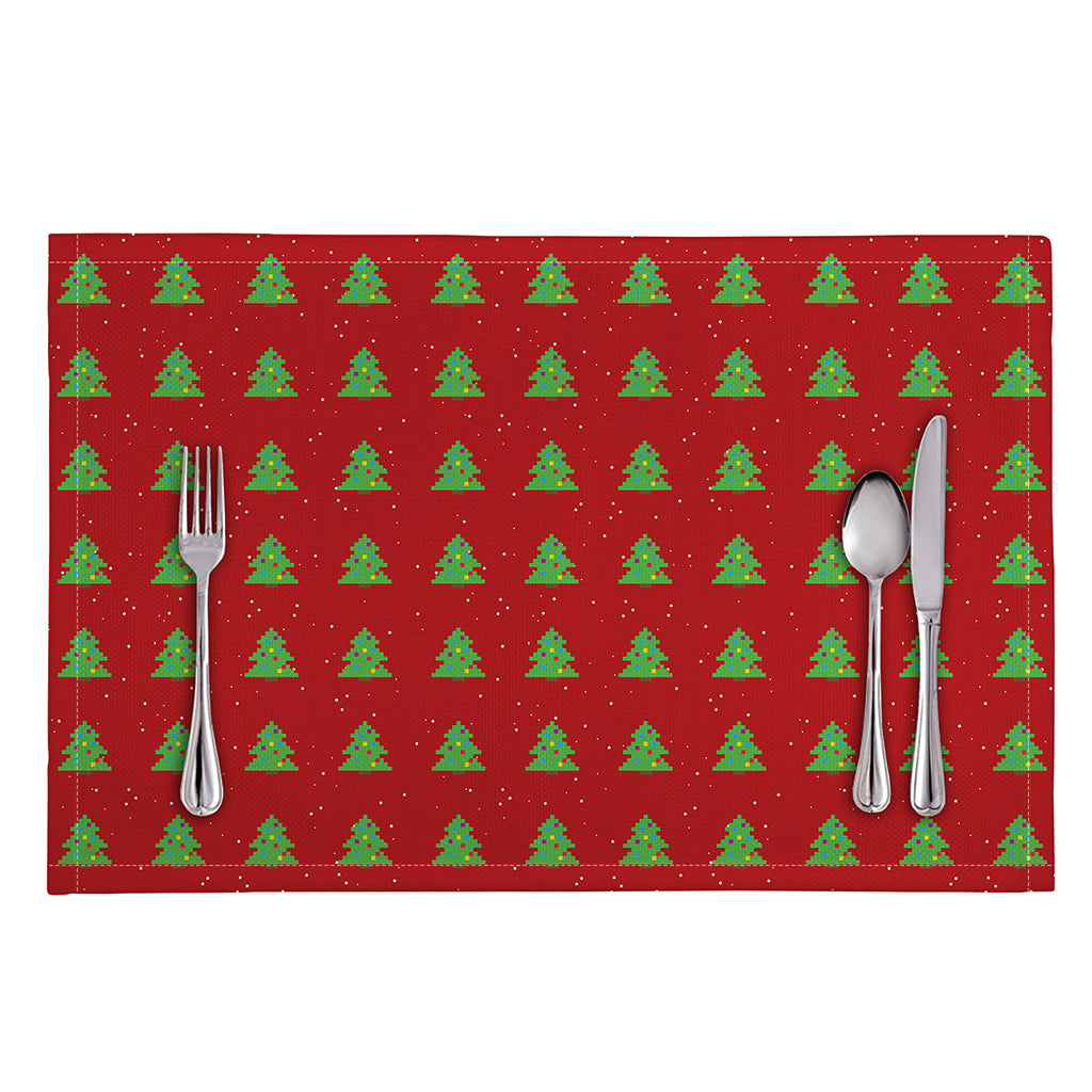 8-Bit Pixel Christmas Tree Pattern Print Placemat