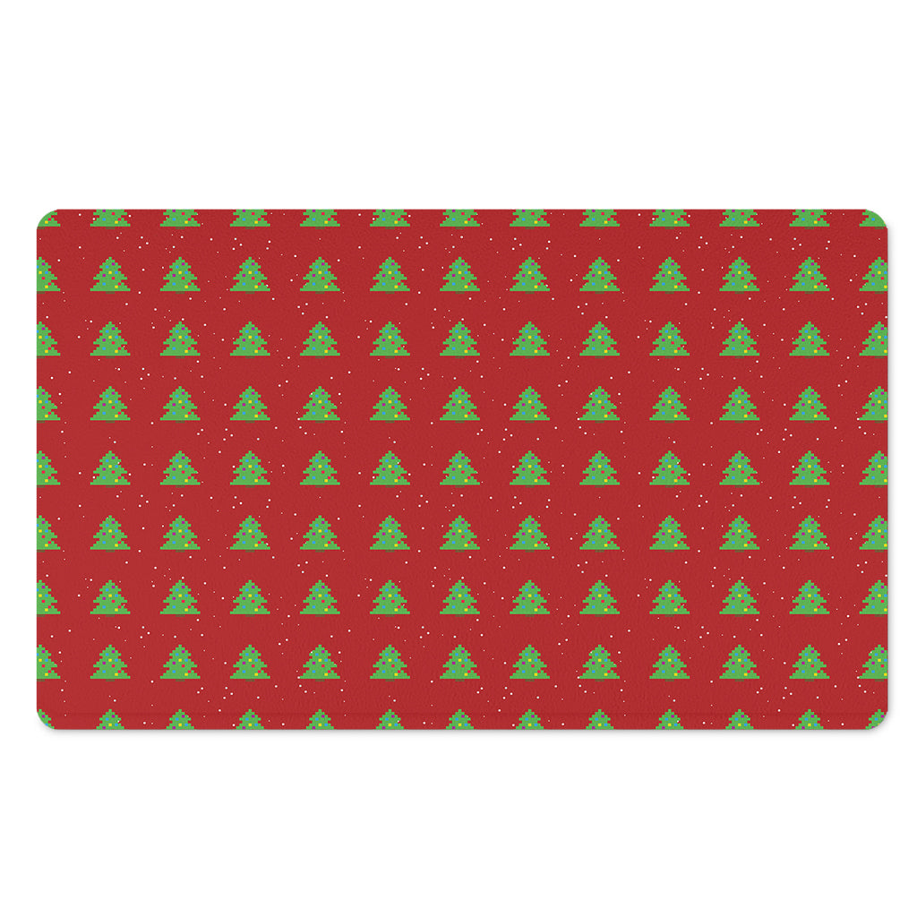 8-Bit Pixel Christmas Tree Pattern Print Polyester Doormat
