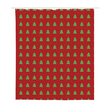 8-Bit Pixel Christmas Tree Pattern Print Polyester Shower Curtain
