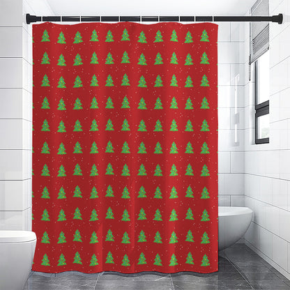8-Bit Pixel Christmas Tree Pattern Print Premium Shower Curtain