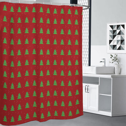 8-Bit Pixel Christmas Tree Pattern Print Premium Shower Curtain
