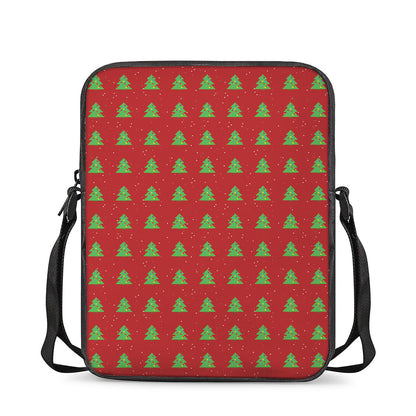 8-Bit Pixel Christmas Tree Pattern Print Rectangular Crossbody Bag